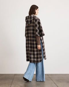 Carlisle Reversible Coat in Dark Fig Plaid