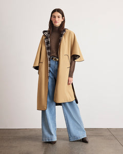 Carlisle Reversible Coat in Dark Fig Plaid