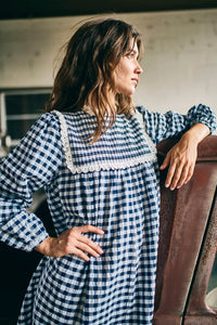 Carlyle Dress in Navy & White