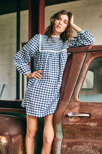 Carlyle Dress in Navy & White