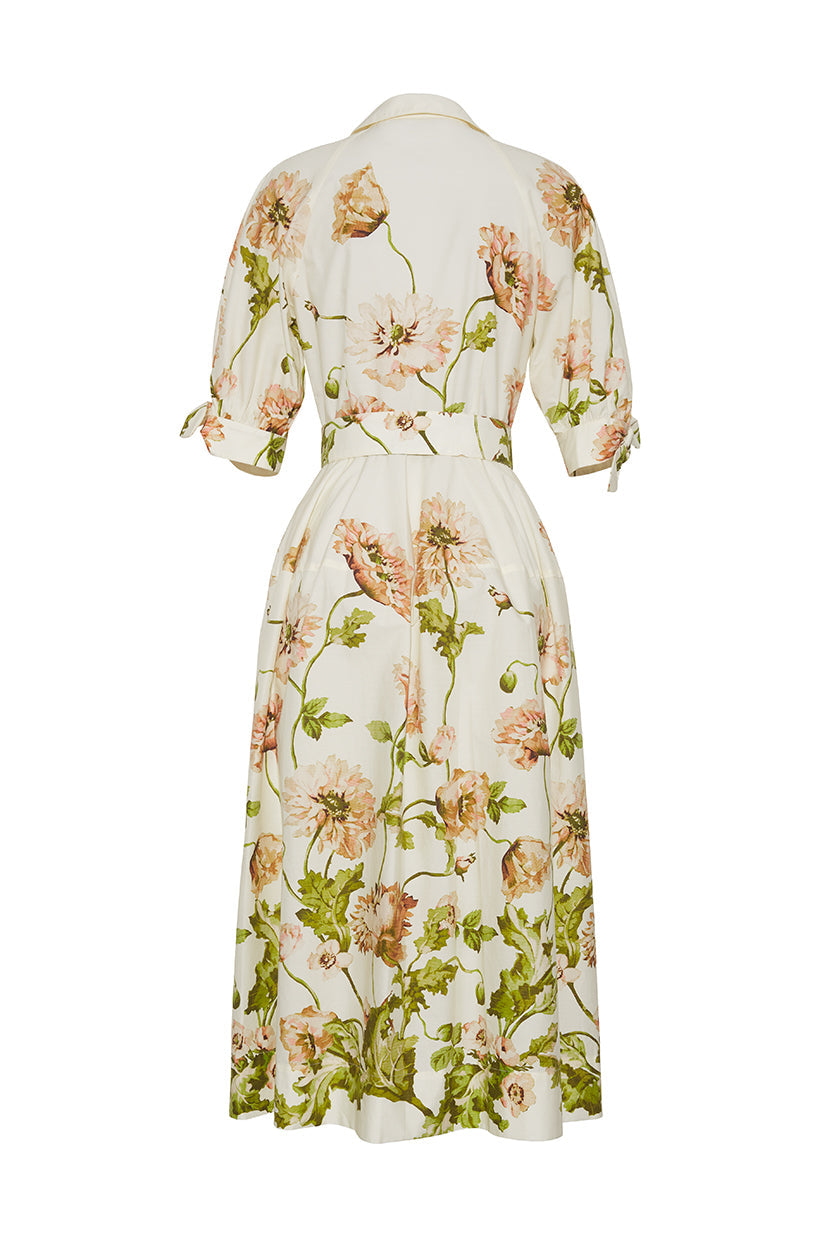 Caro Midi Dress in Lockwood Flora Egret