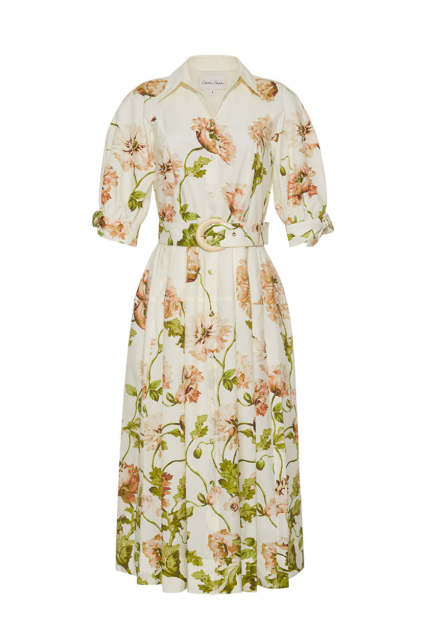 Caro Midi Dress in Lockwood Flora Egret