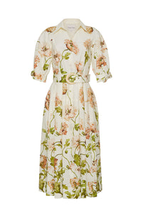 Caro Midi Dress in Lockwood Flora Egret