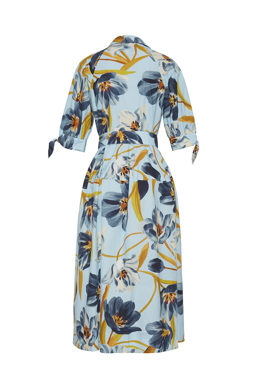 Caro Midi Dress in Marais Bloom Blue