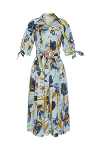 Caro Midi Dress in Marais Bloom Blue