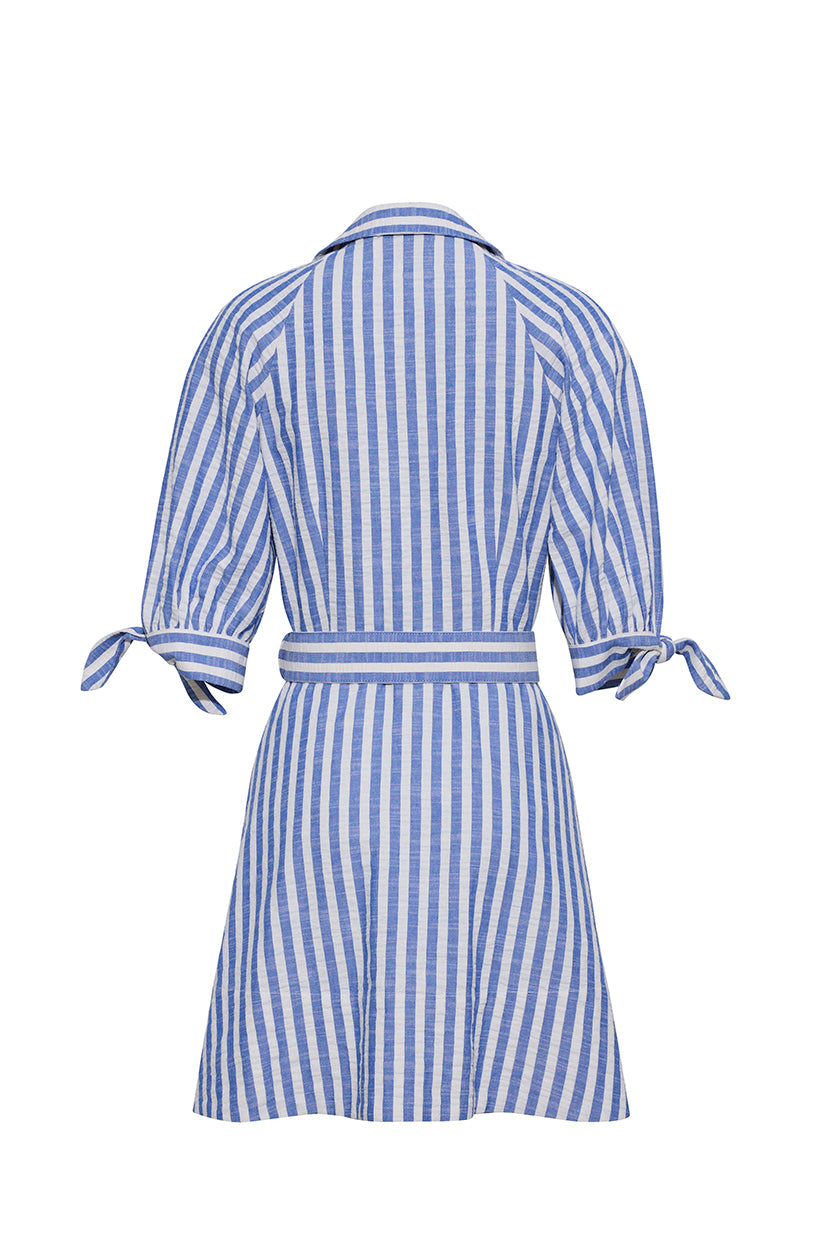 Caro Mini Dress in Seersucker Blue