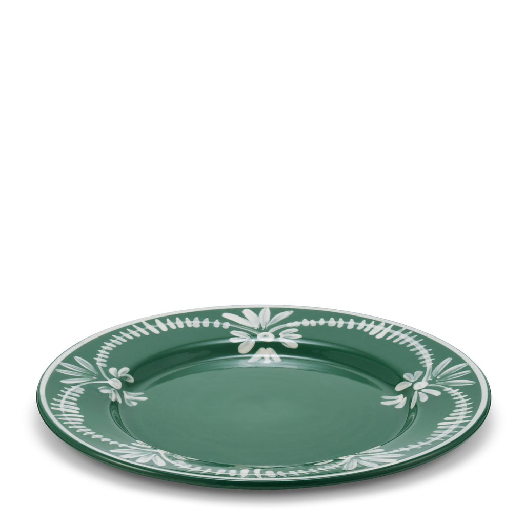 Dinner Plate With White Floral Trim in Cypress