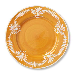 Dinner Plate With White Floral Trim in Marigold