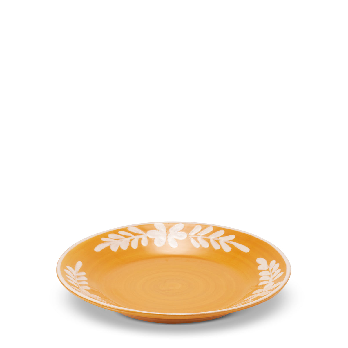 Dessert Plate With White Floral Trim in Marigold