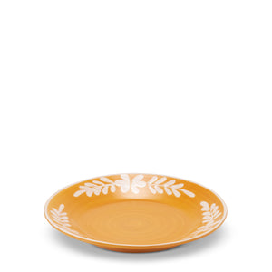 Dessert Plate With White Floral Trim in Marigold