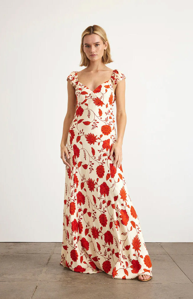 Carrie Dress in Cream & Tomato