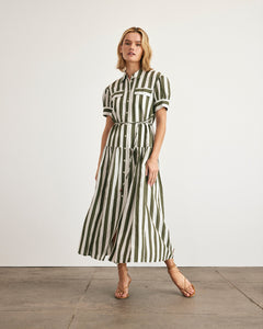 Carrington Dress in Fern & Ivory