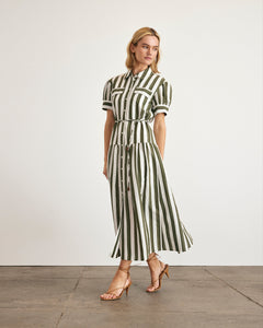 Carrington Dress in Fern & Ivory