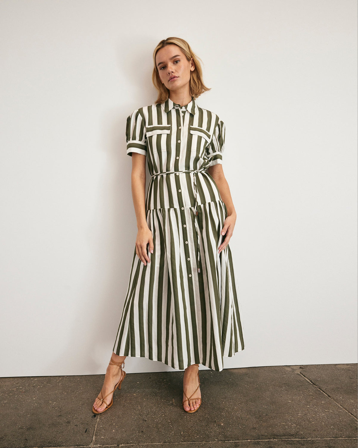 Carrington Dress in Fern & Ivory