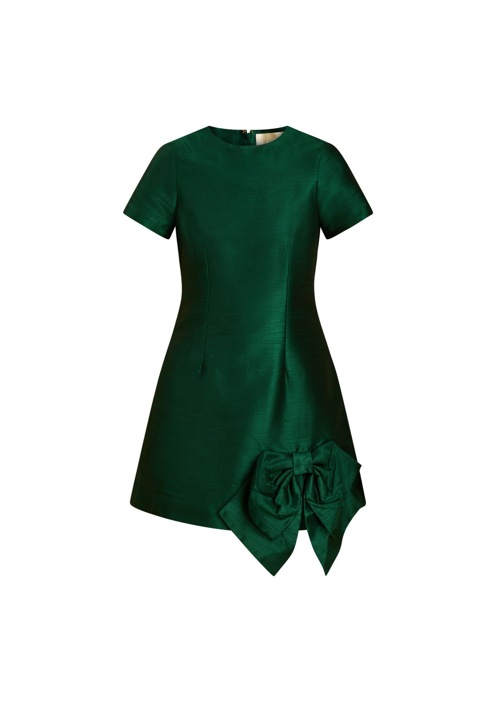 Carter Bow Mini Dress in Emerald Green