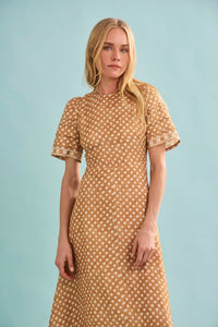 The Casey Dress in Coconut Sand Dot.