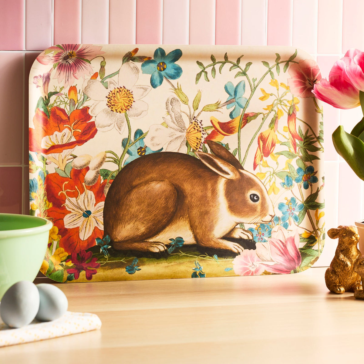 Bunny Maximus Large Rectangular Birchwood Tray