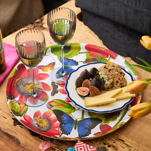 Butterflies Large Round Birchwood Tray
