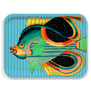 Party Fish Large Rectangular Birchwood Tray
