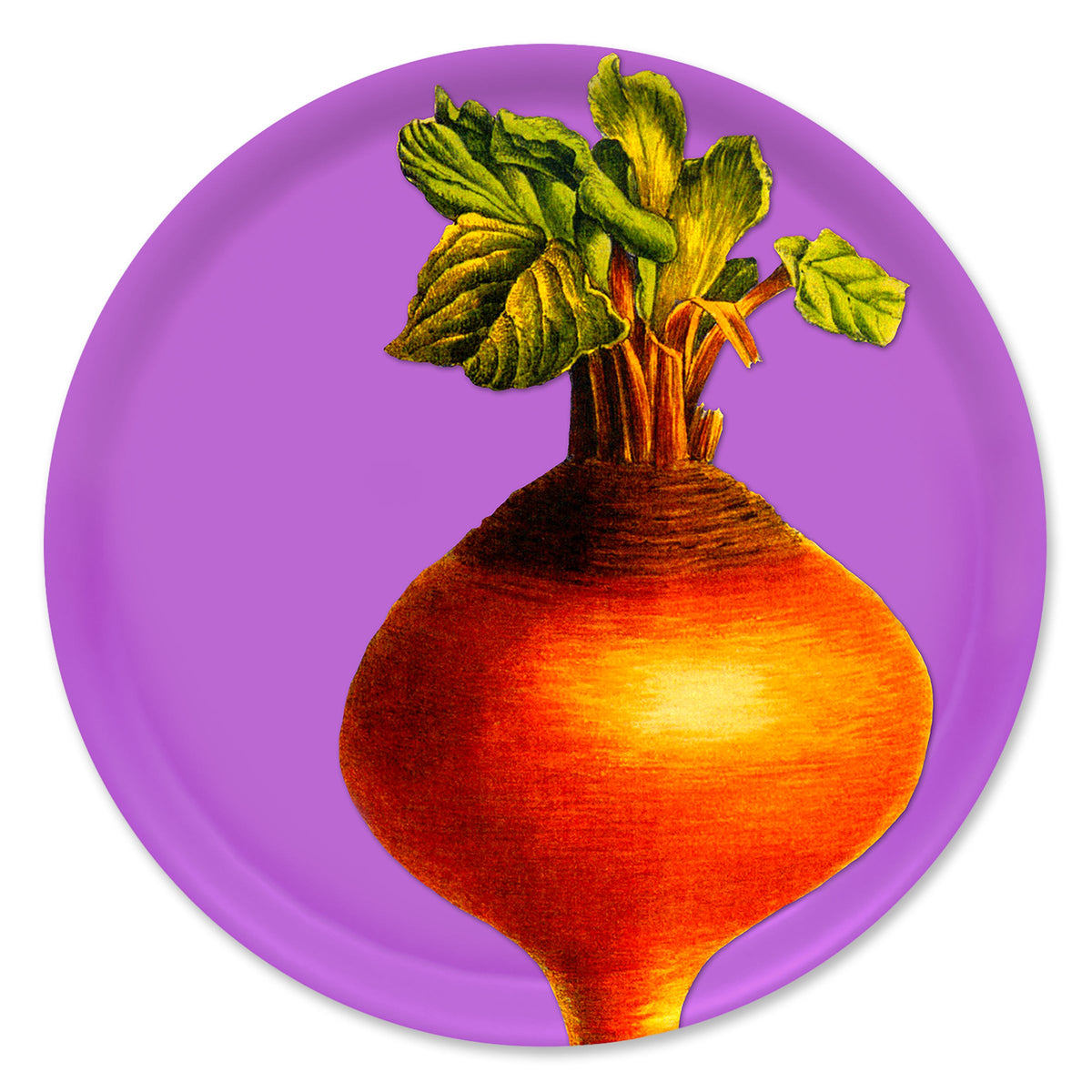 Golden Beet Large Round Birchwood Tray