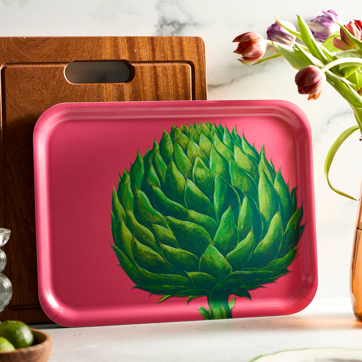 Artichoke Large Rectangular Birchwood Tray