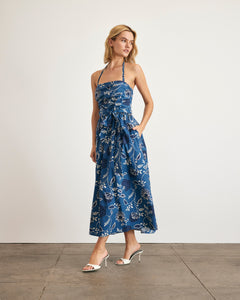 Cassandra Dress in French Blue & Cream