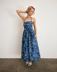 Cassandra Dress in French Blue & Cream