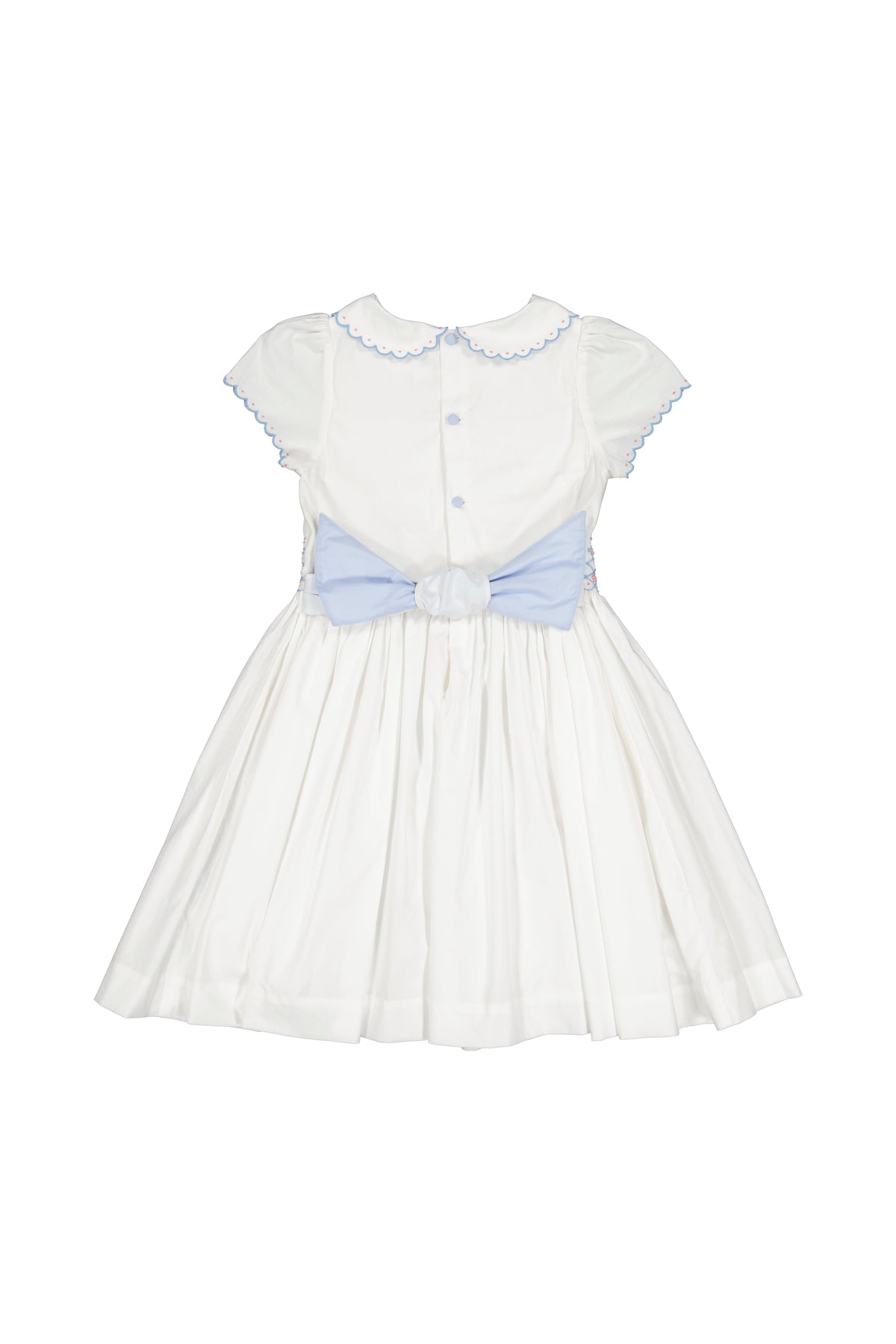 Cassis White Short Sleeve Smocked Dress