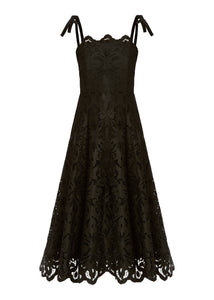 Cataleya Midi Dress in Black Lace