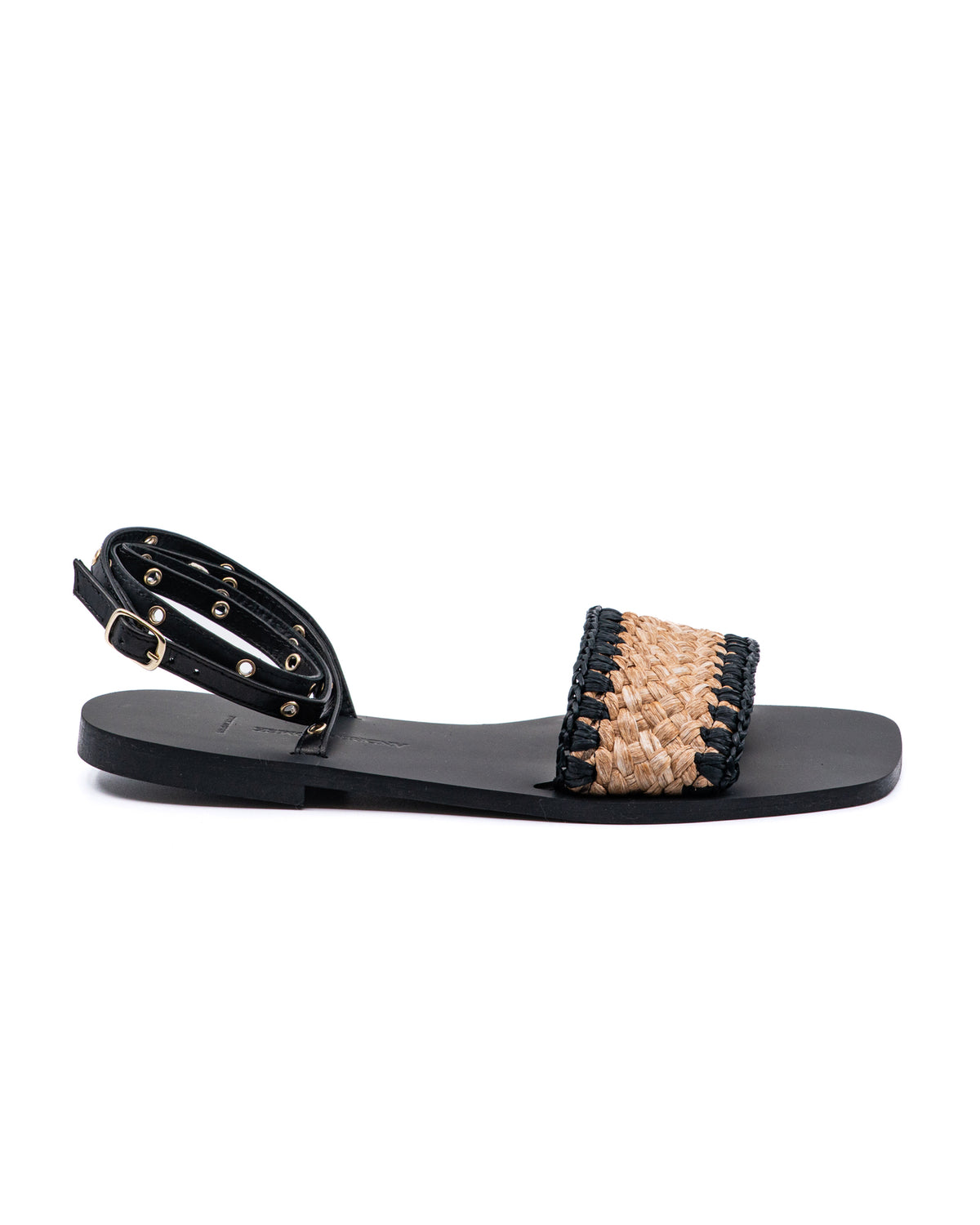 Catalina Raffia Sandal in Black