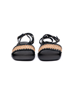 Catalina Raffia Sandal in Black