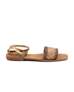 Catalina Raffia Sandal in Gold