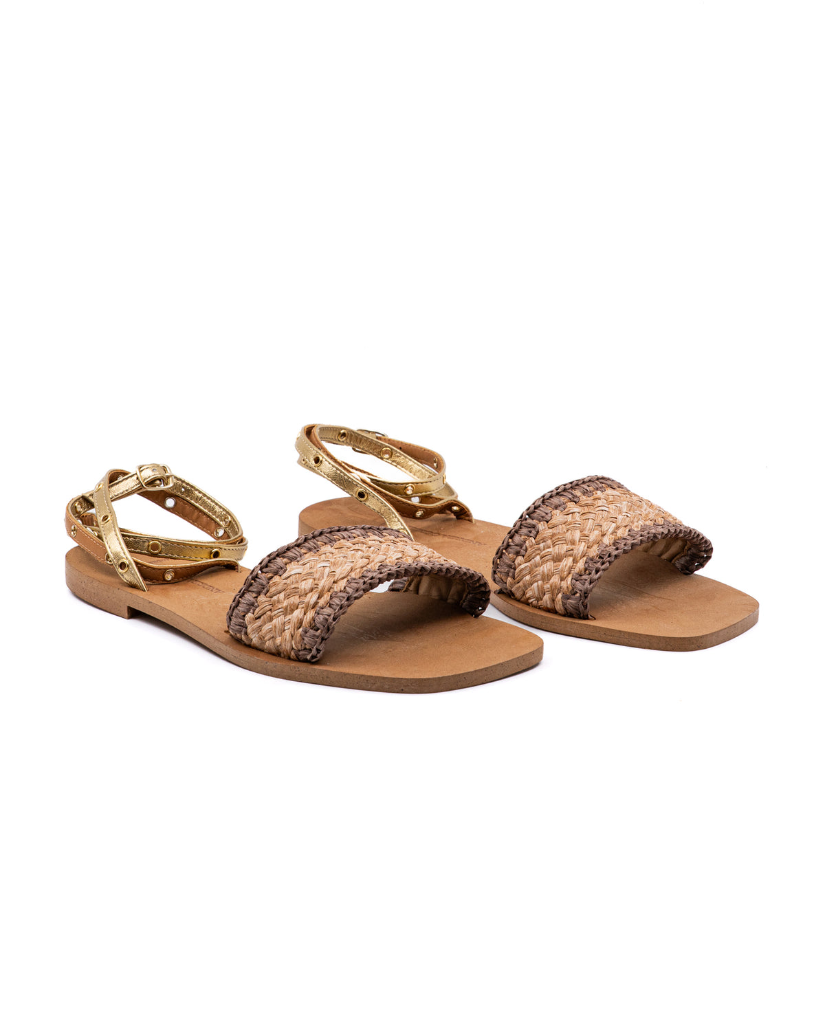 Catalina Raffia Sandal in Gold