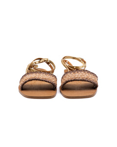 Catalina Raffia Sandal in Gold