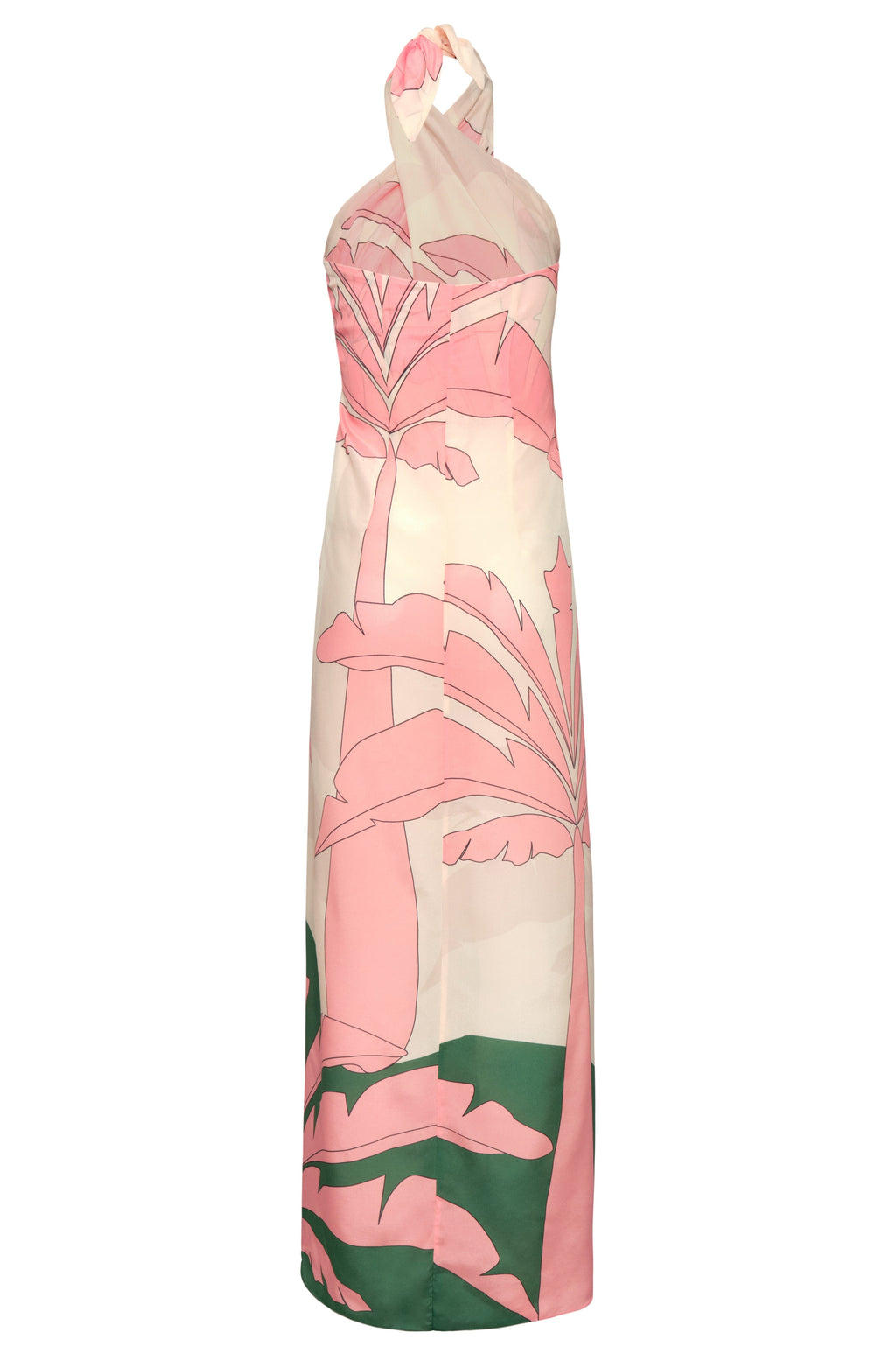 Cayetana Silk Crepe Maxi Dress in Peach Palms