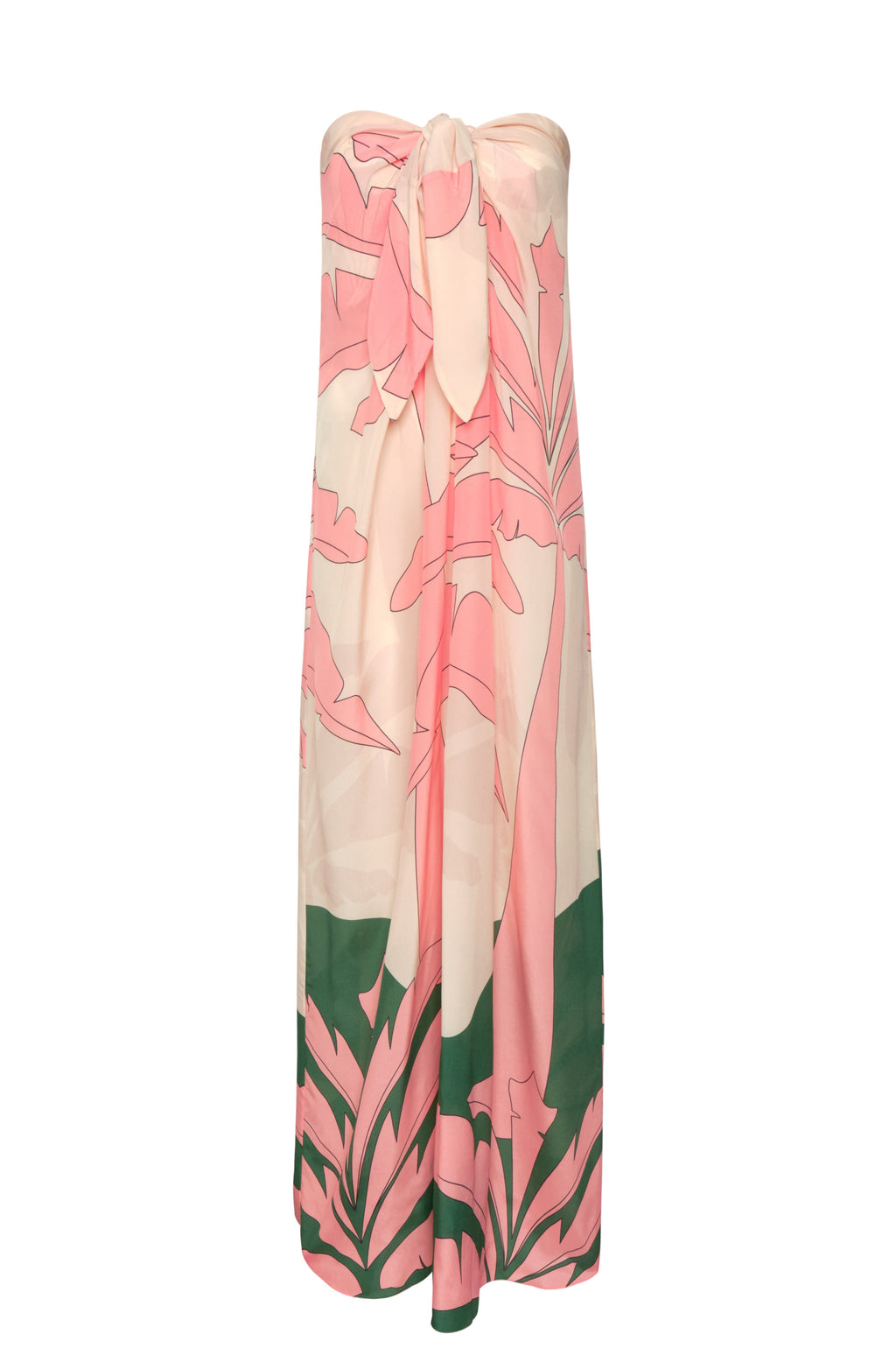 Cayetana Silk Crepe Maxi Dress in Peach Palms
