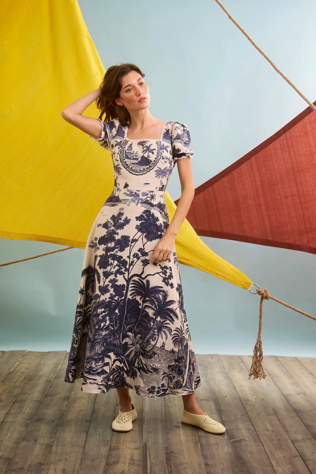 The Cecily Dress in Bermuda Toile.