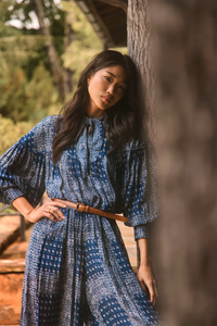 The Celeste Blouse in Inkwell Paisley paired with the matching Briggs Pants. 