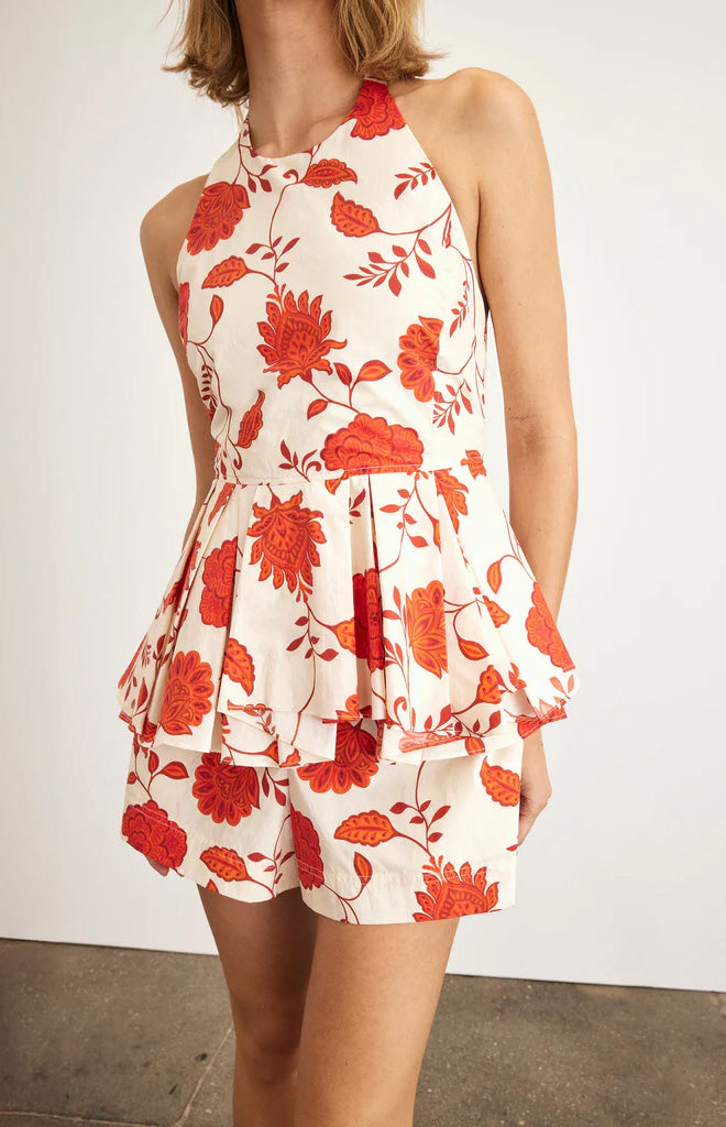 Celeste Top in Cream & Tomato