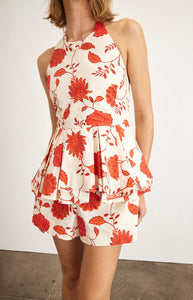 Celeste Top in Cream & Tomato