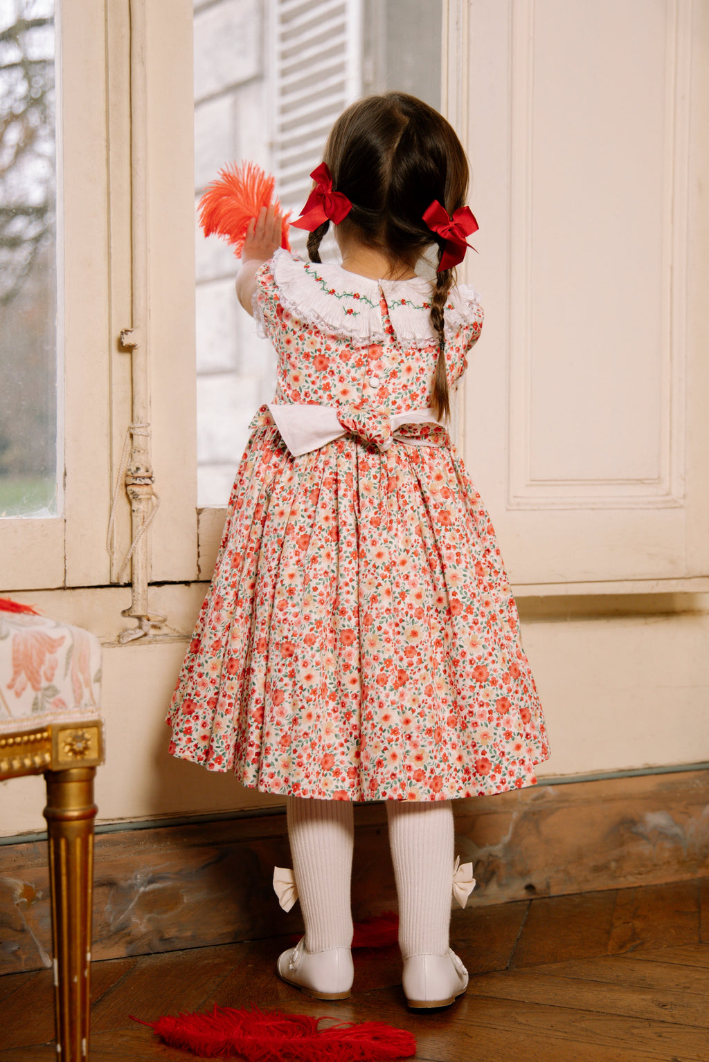 smocked red dress Christmas Tree Smocked Red Corduroy Dress by Classic Whimsy - Girls Dresses
