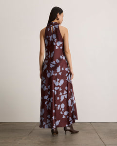 Celinda Dress in Deep Redwood/Shadow Blue