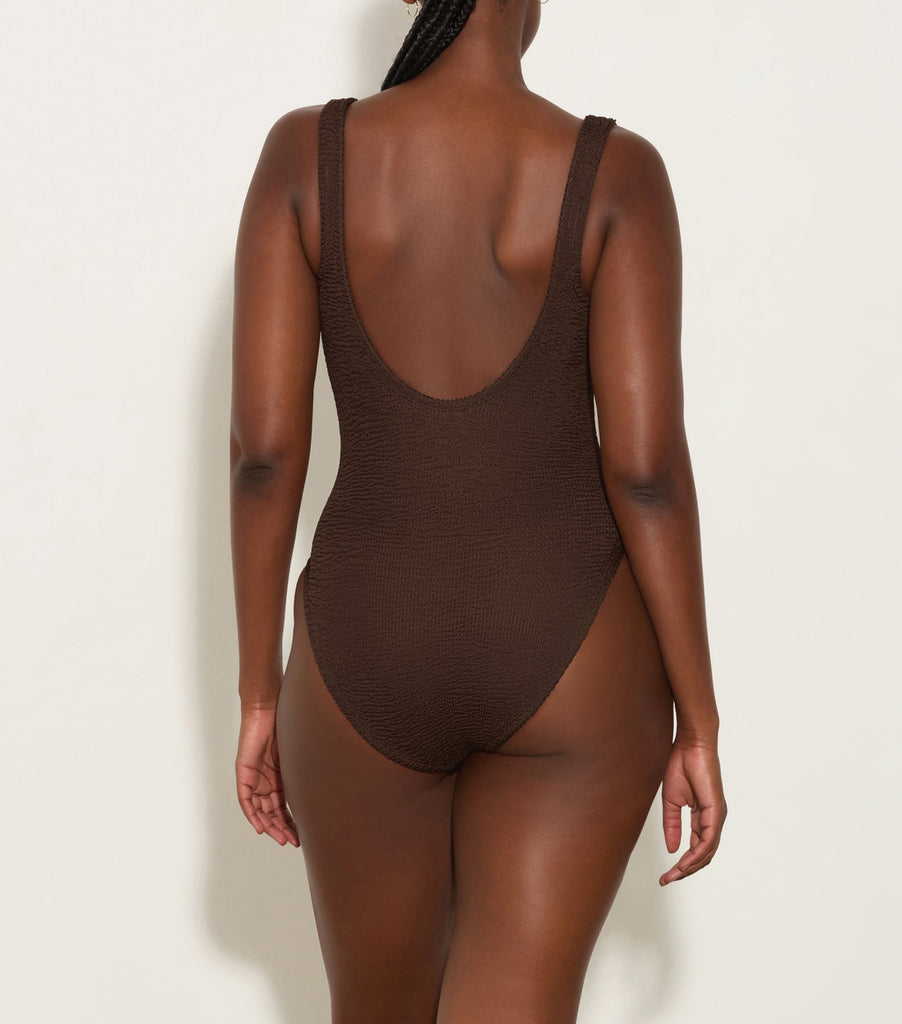 Celine One-Piece in Metallic Chocolate