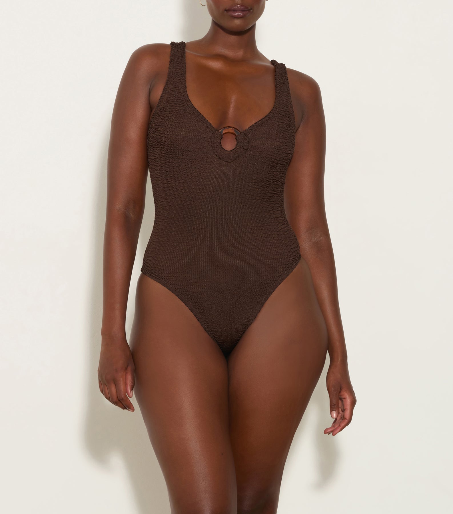 Celine One-Piece in Metallic Chocolate