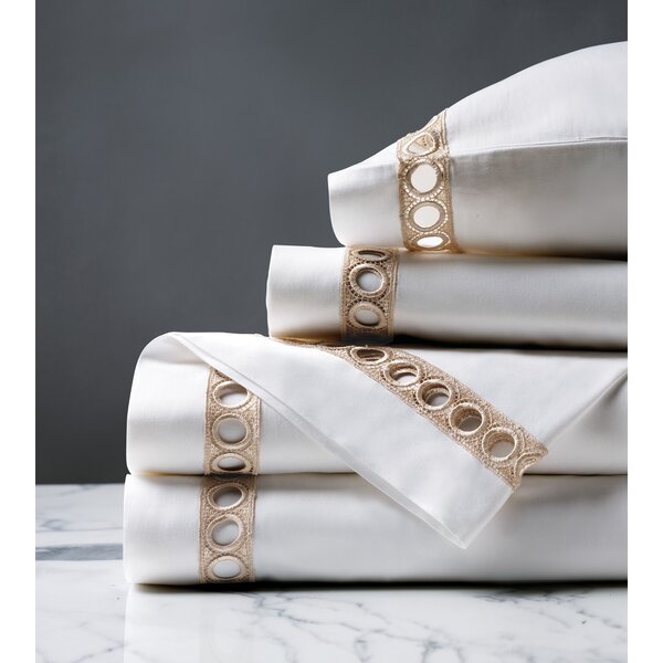 Celine White/Champagne King Sheet Set Eastern Accents