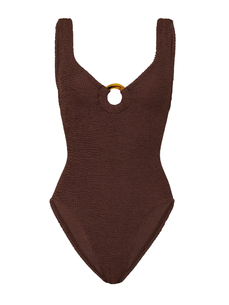 Celine One-Piece in Metallic Chocolate