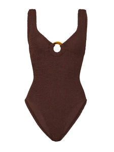 Celine One-Piece in Metallic Chocolate