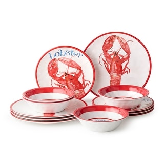 Certified International Beach House Lobster Melamine 12 pc Dinnerware Set - 11.00"L x 11.00"W x 0.50"H