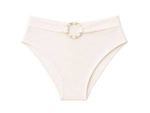 DreamSculpt Chain Ring High Rise Bikini Bottom in Blanc/Gold