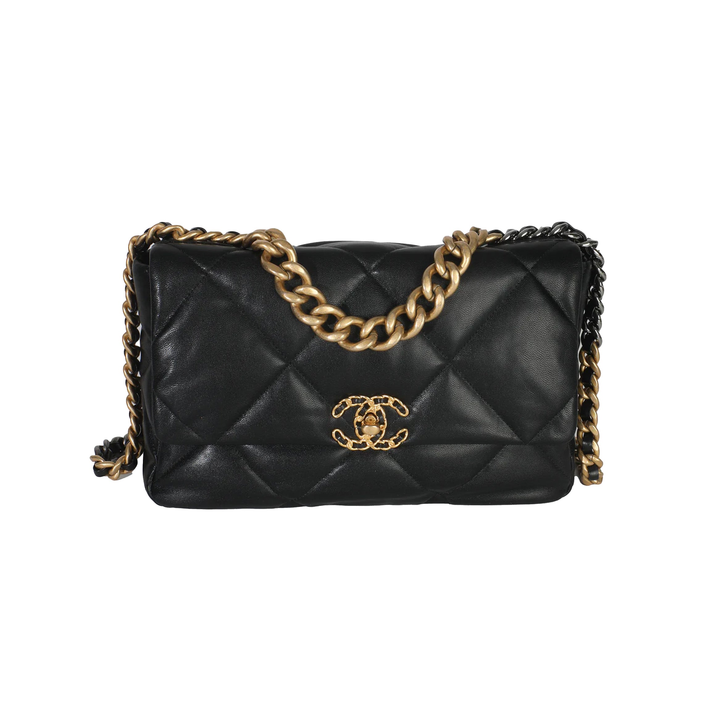 Chanel 20A Black Quilted Lambskin Large Chanel 19 Flap Bag